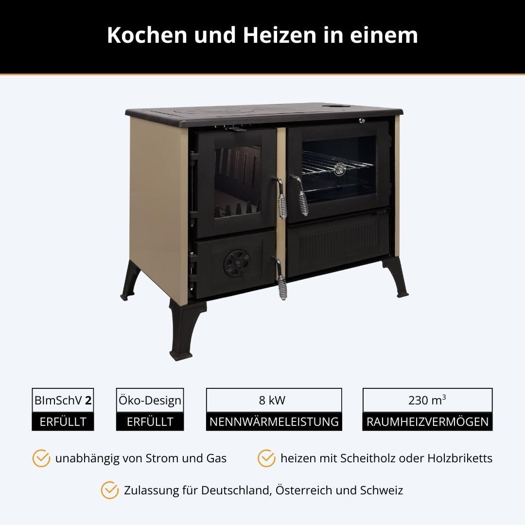 365® Küchenherd Cook Smart beige emailliert 8 kW Gusseisen A+