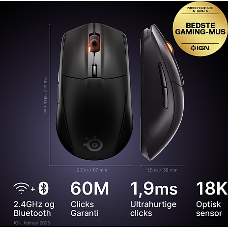 SteelSeries Rival 3 trådløs mus