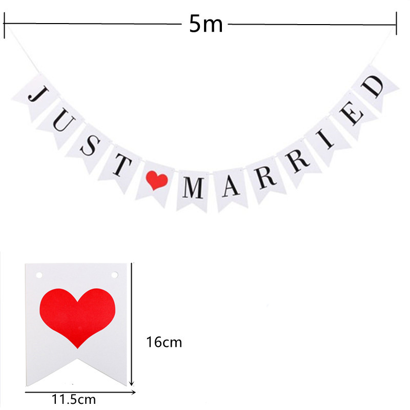 Just Married Hochzeits Girlande Party Dekoration Accessoire - Weiss