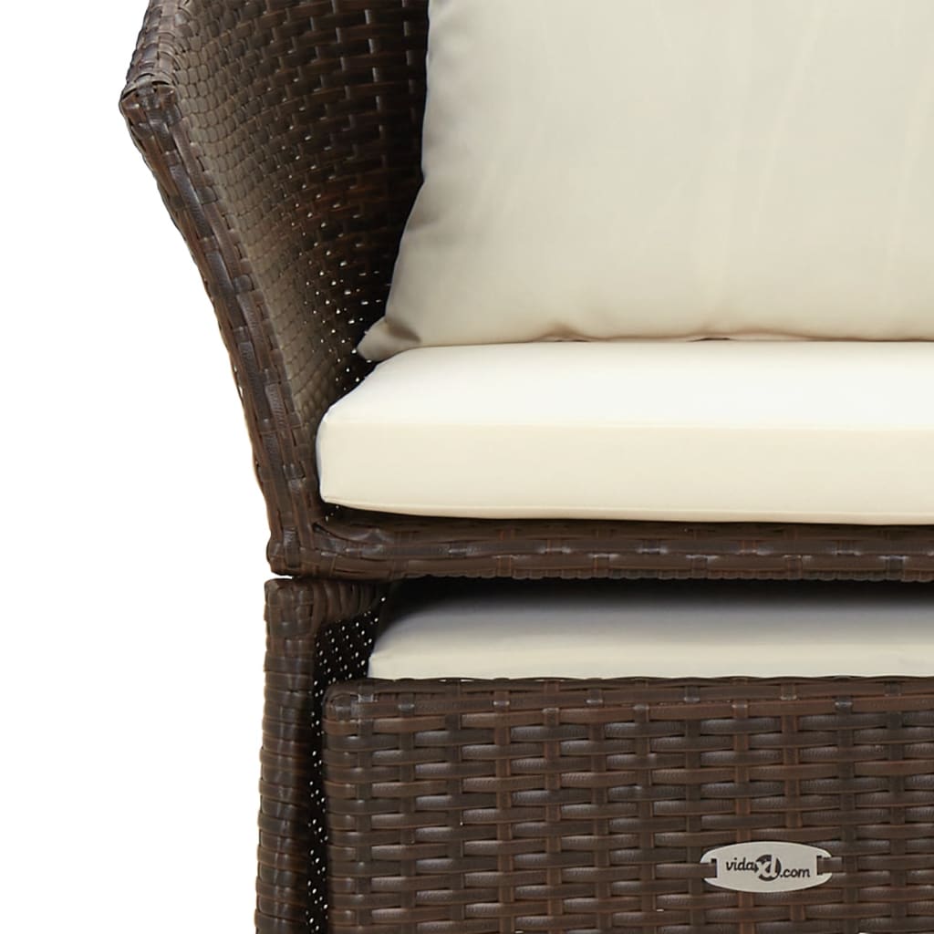Salon de jardin meuble d'extérieur ensemble de mobilier 2 pièces avec coussins marron résine tressée