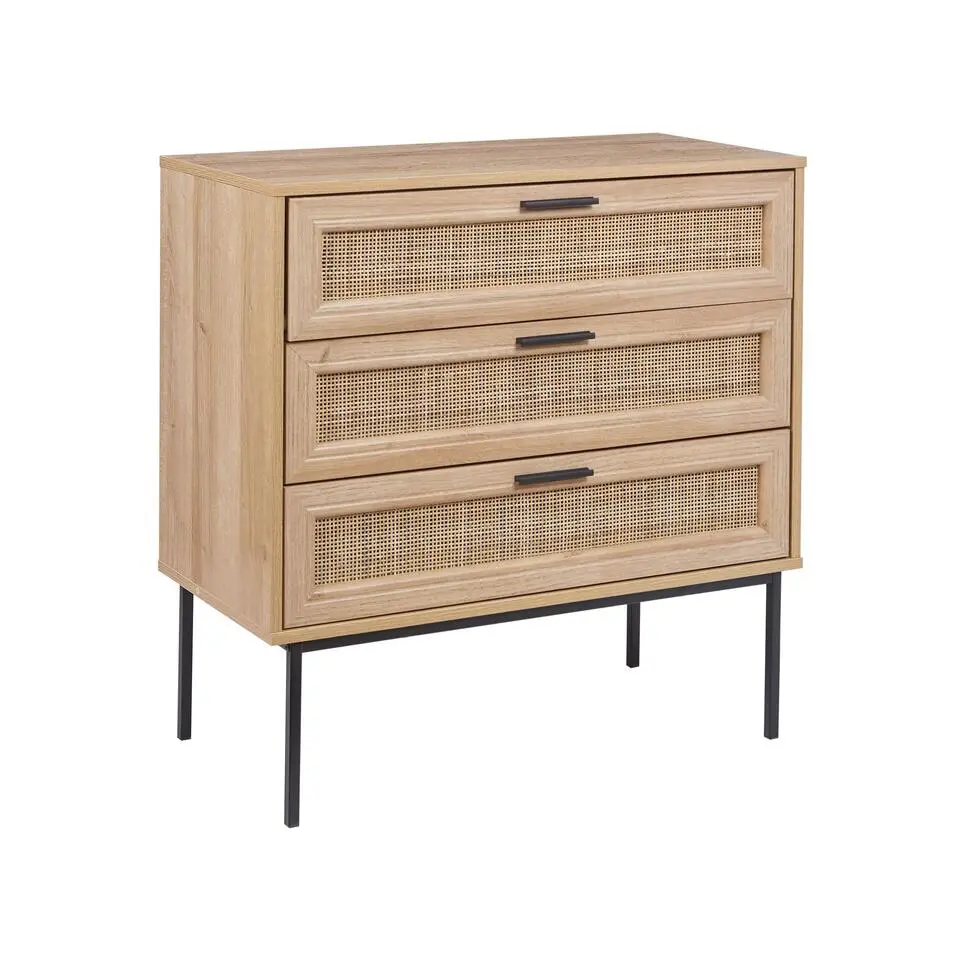 PASCO - Dressoir 3-lades - Lichte houtkleur - Rotan