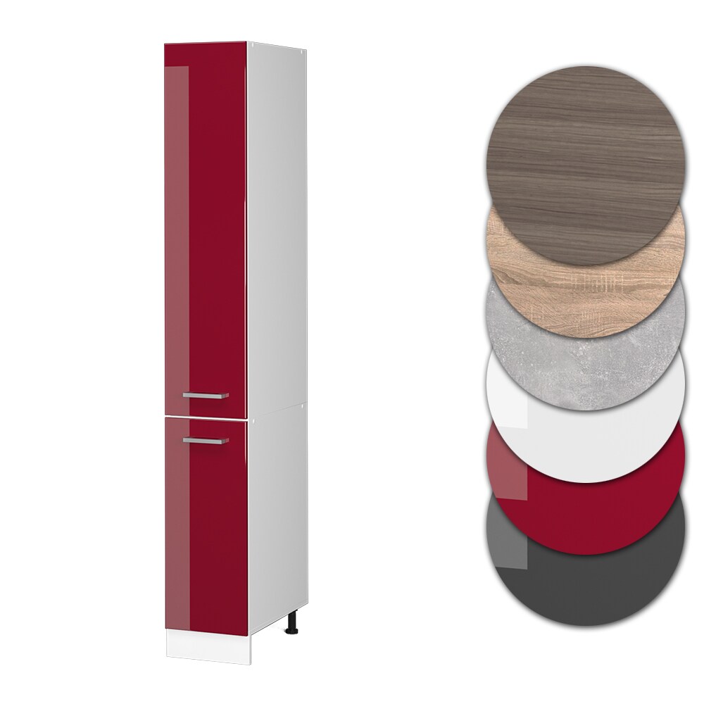 Vicco Apothekerhochschrank Küchenschrank Küchenzeile R-Line 30 cm Weiß Bordeaux Hochglanz