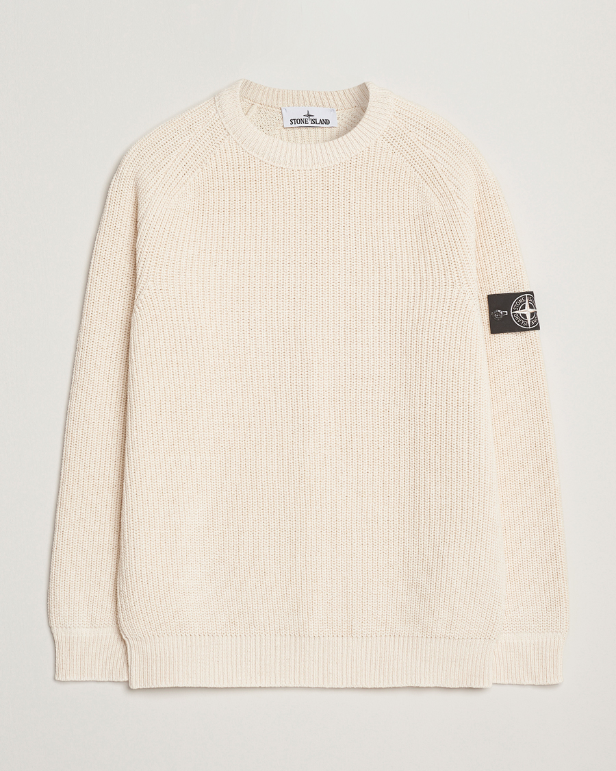 Stone Island RAW Cotton Popcorn Stitch Crew Neck Ivory