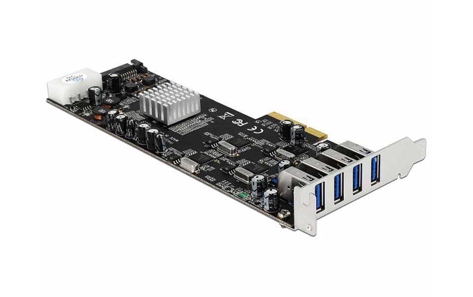 PCI-Express-Karte USB 3.0 Typ-A - 4x Quad Channel<br>Externe USB-Anschluss Karte