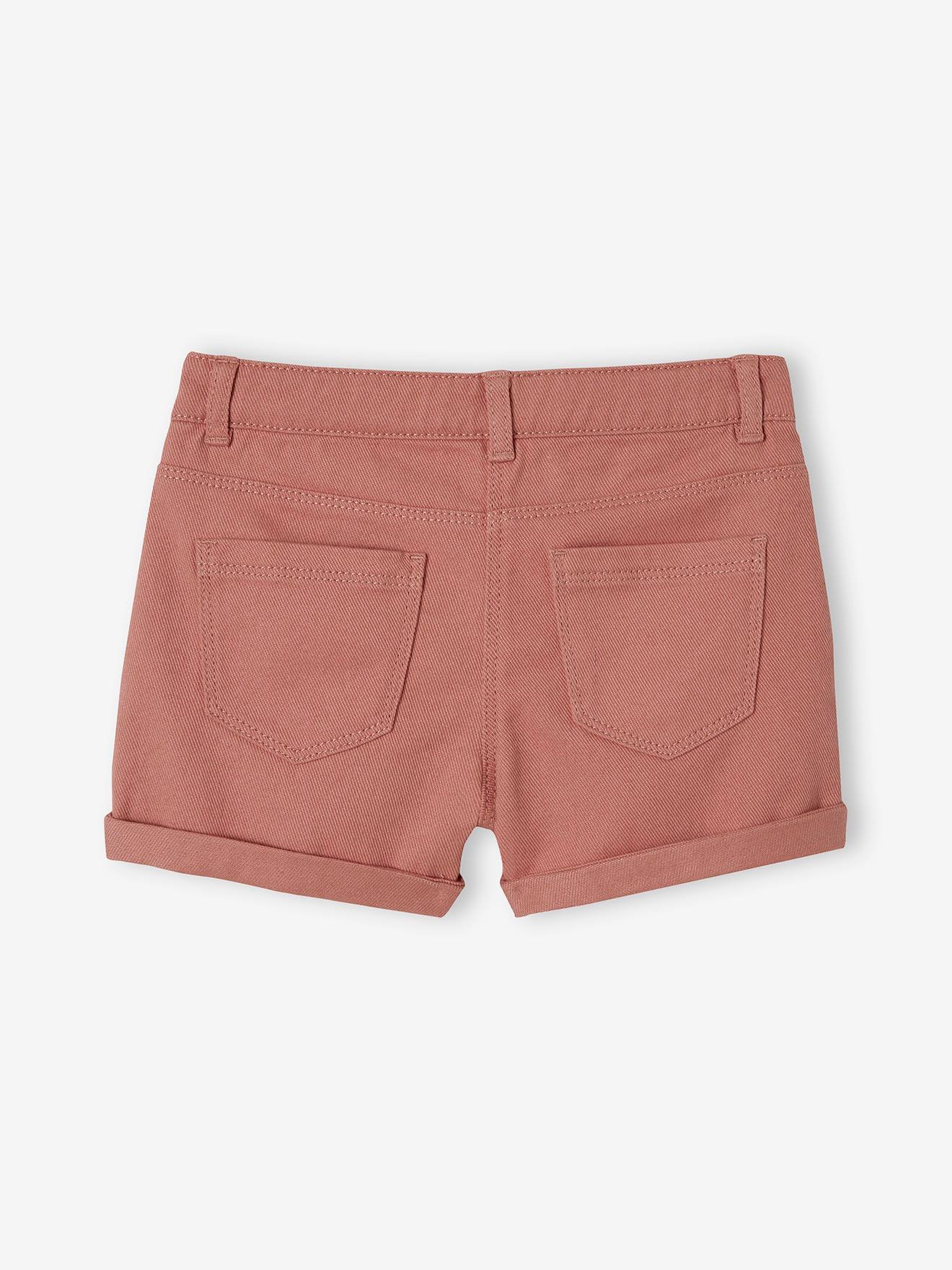 Calções de tecido castanho claro liso para meninas
