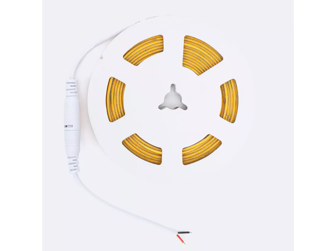 Ruban LED 24V DC COB 320 LED/m 360 lm/m 5m IP20 CRI90 Largeur 3mm Super Étroite Coupe 5 cm 2700K Blanc chaud