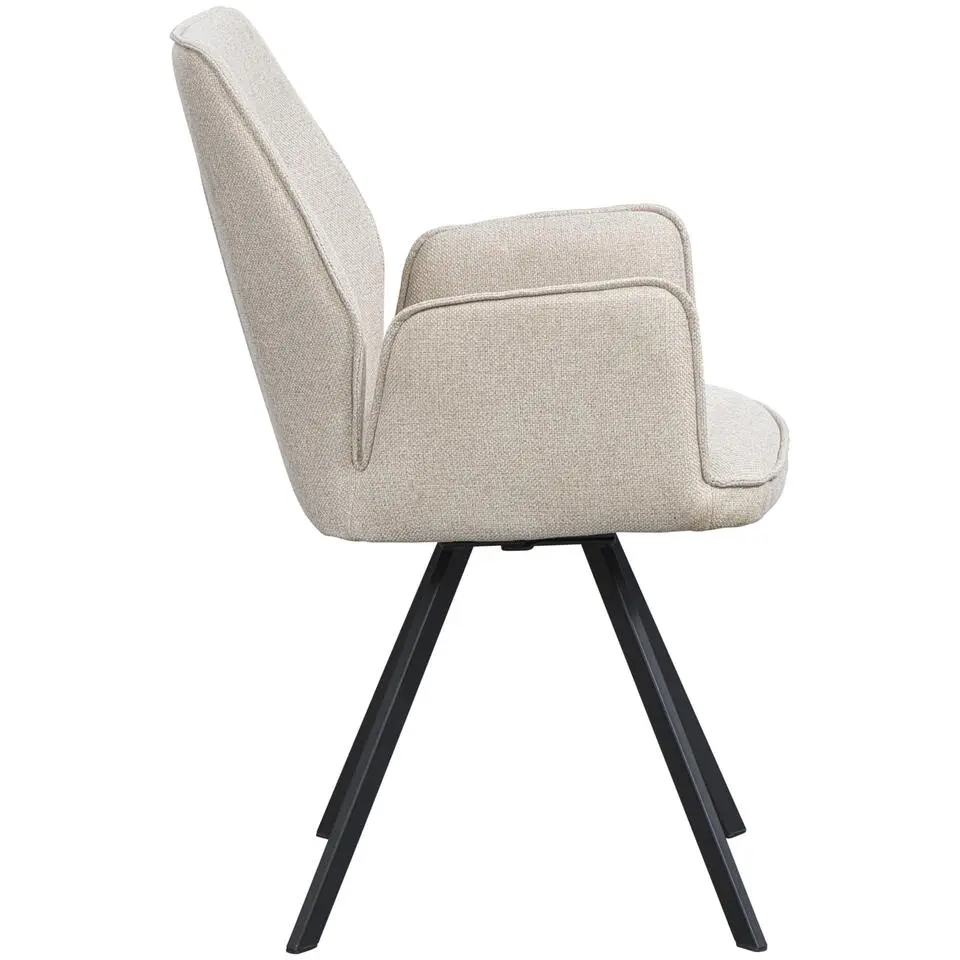 Eetkamerstoel Raffy met armleuning - stof - beige