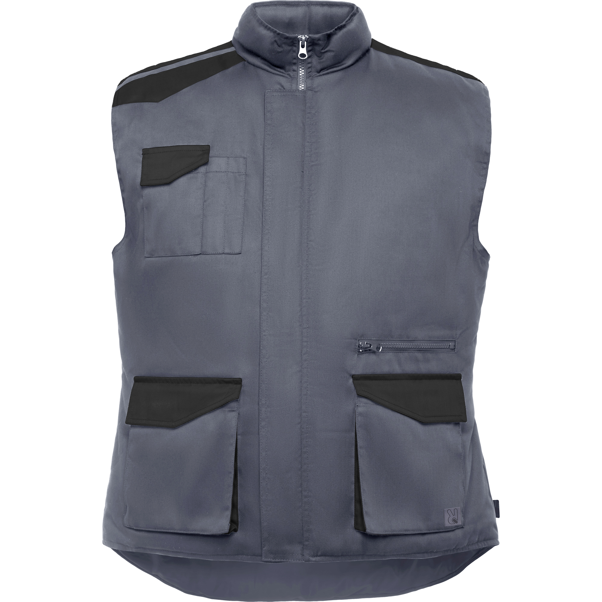 Roly CQ8414 - ARMADA Gilet de travail multi-poches avec col montant en couleurs combinés