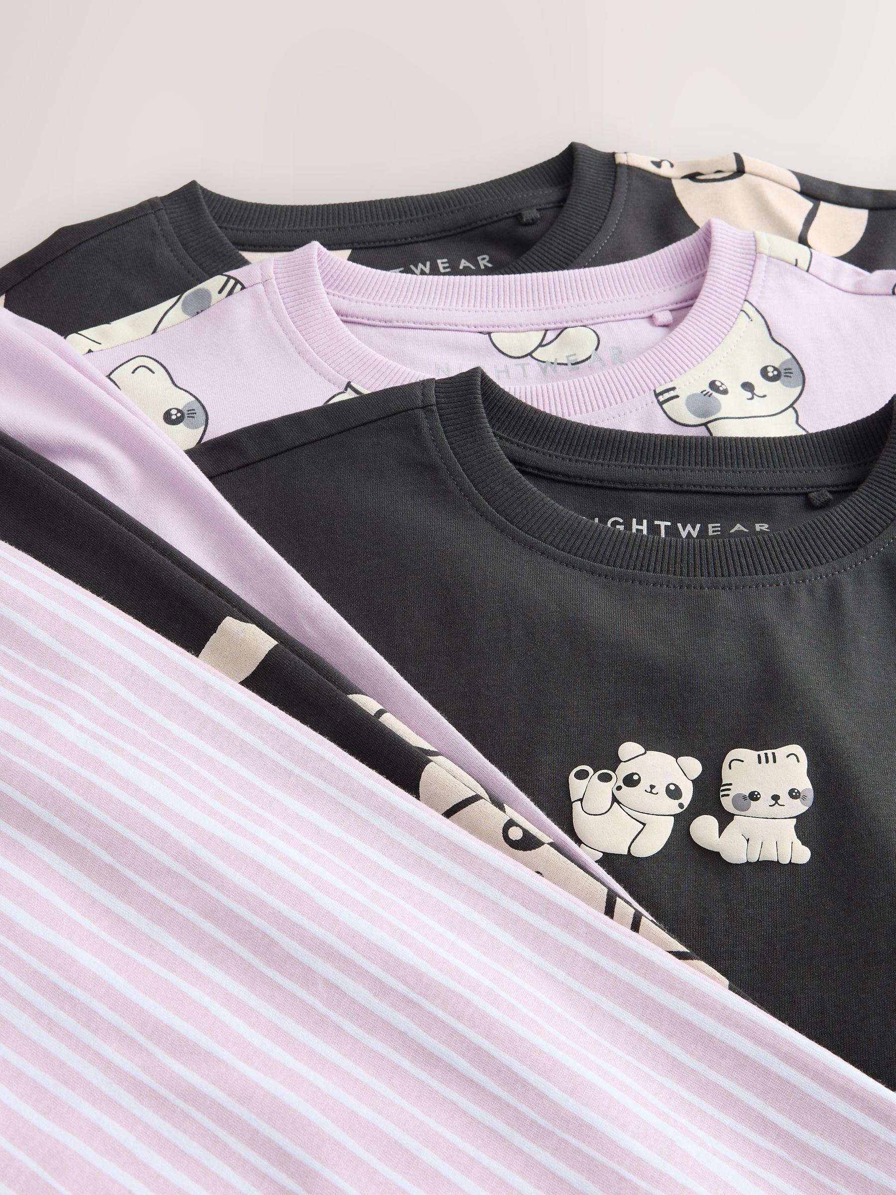 Zwart-wit pandaprint - Verpakking van 3 pyjama's met joggingbroek (3 - 16 jr)