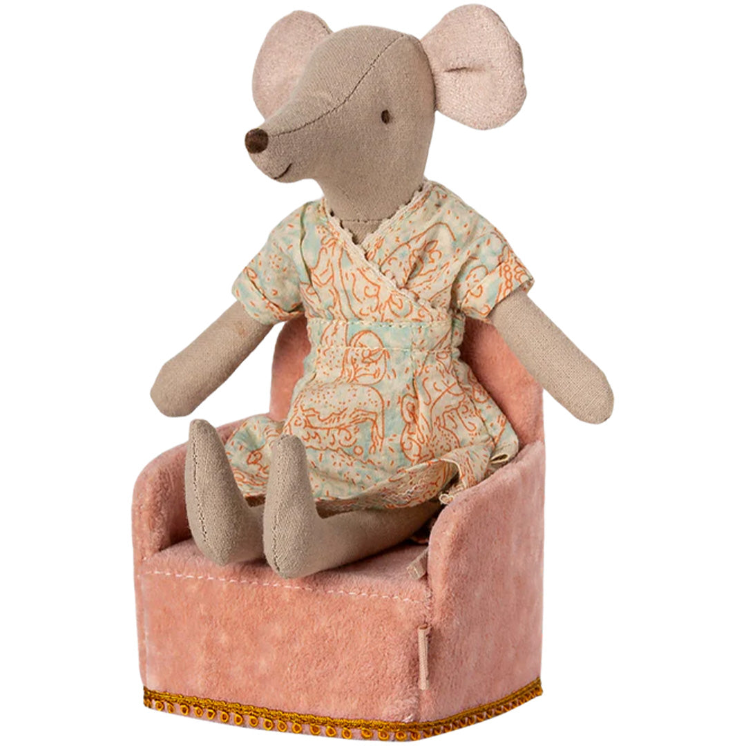 maileg poppenhuisstoel rose - 7,5 cm