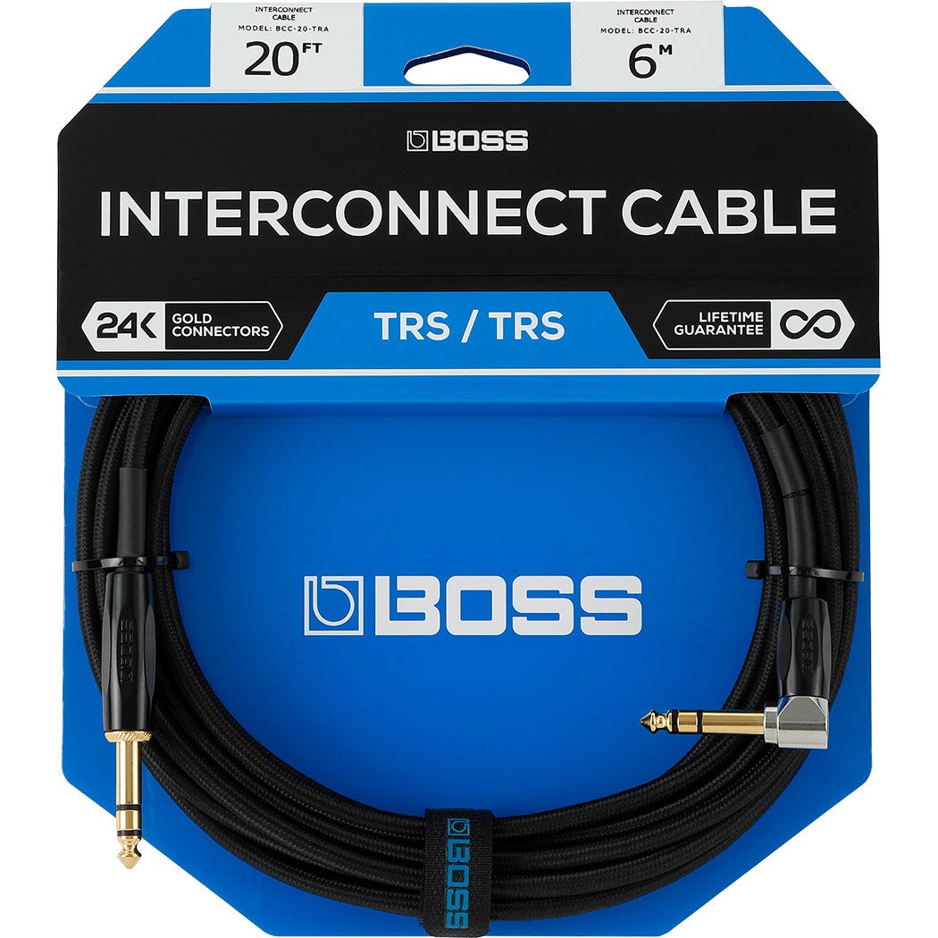 Boss BCC-20-TRA jack kabel 6.35 mm TRS recht-haaks 6 m