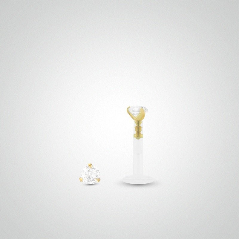Piercing tragus or jaune avec oxyde de zirconium 2,5mm