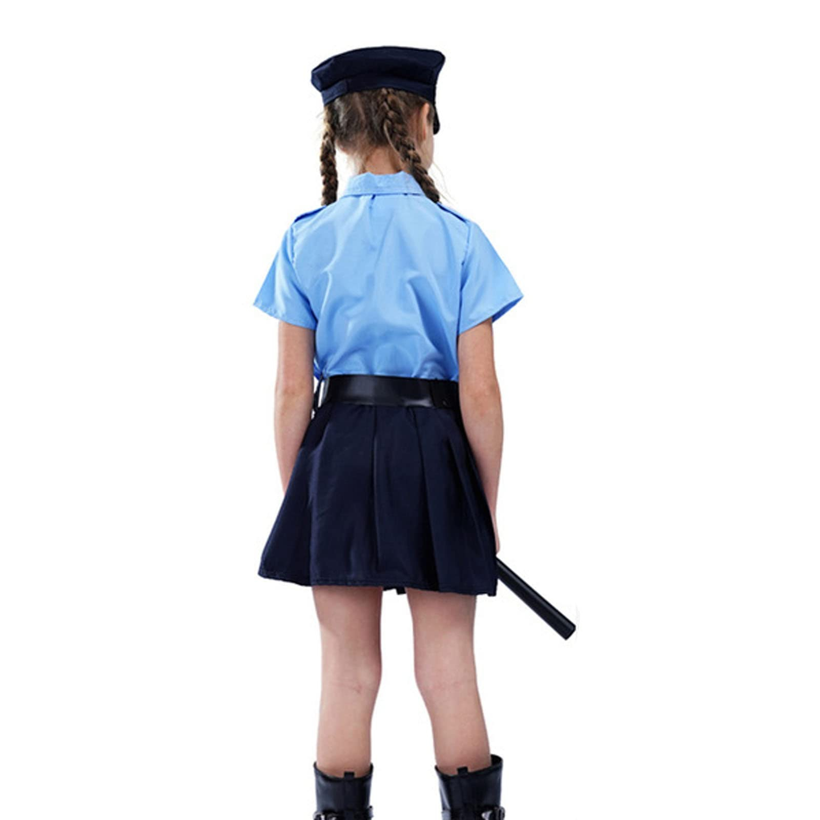 (110-130cm) Fasnachts Kinder Kostüm Polizistin Verkleidung für Motto Partys / Halloween - Blau / Schwarz