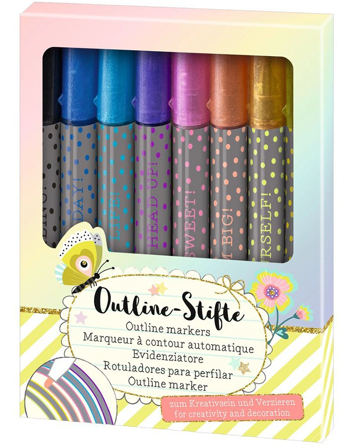 Outline-Buntstifte FLOWERS & FRIENDS 8er Set