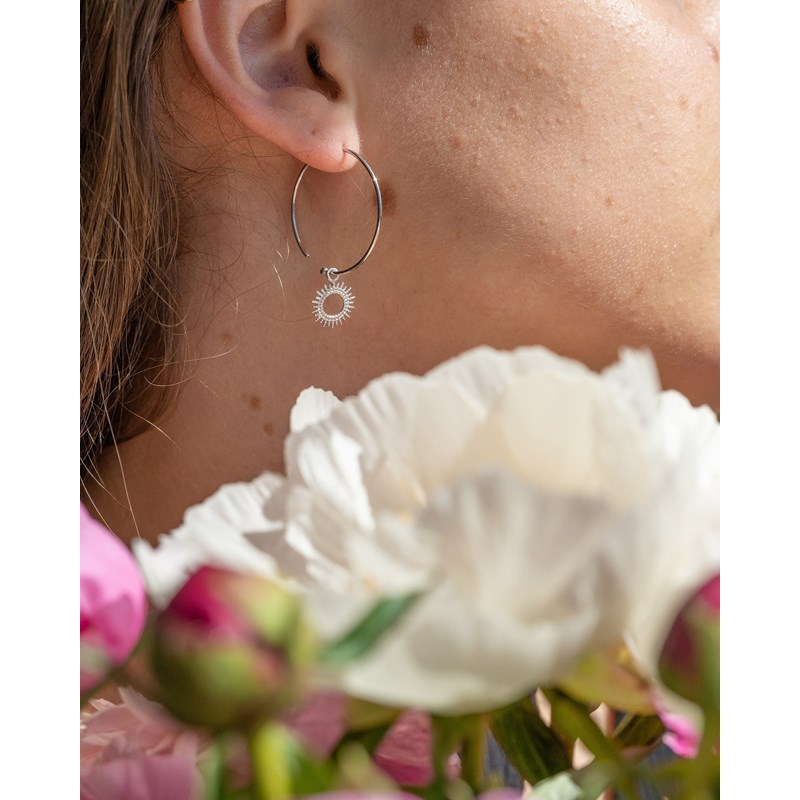 Boucles d'Oreilles Argent Créoles Rayons de Soleil