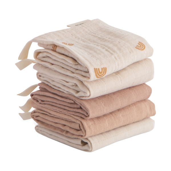 Mushie Monddoekje Muslin Cotton Rainbow Blue 5-Pack