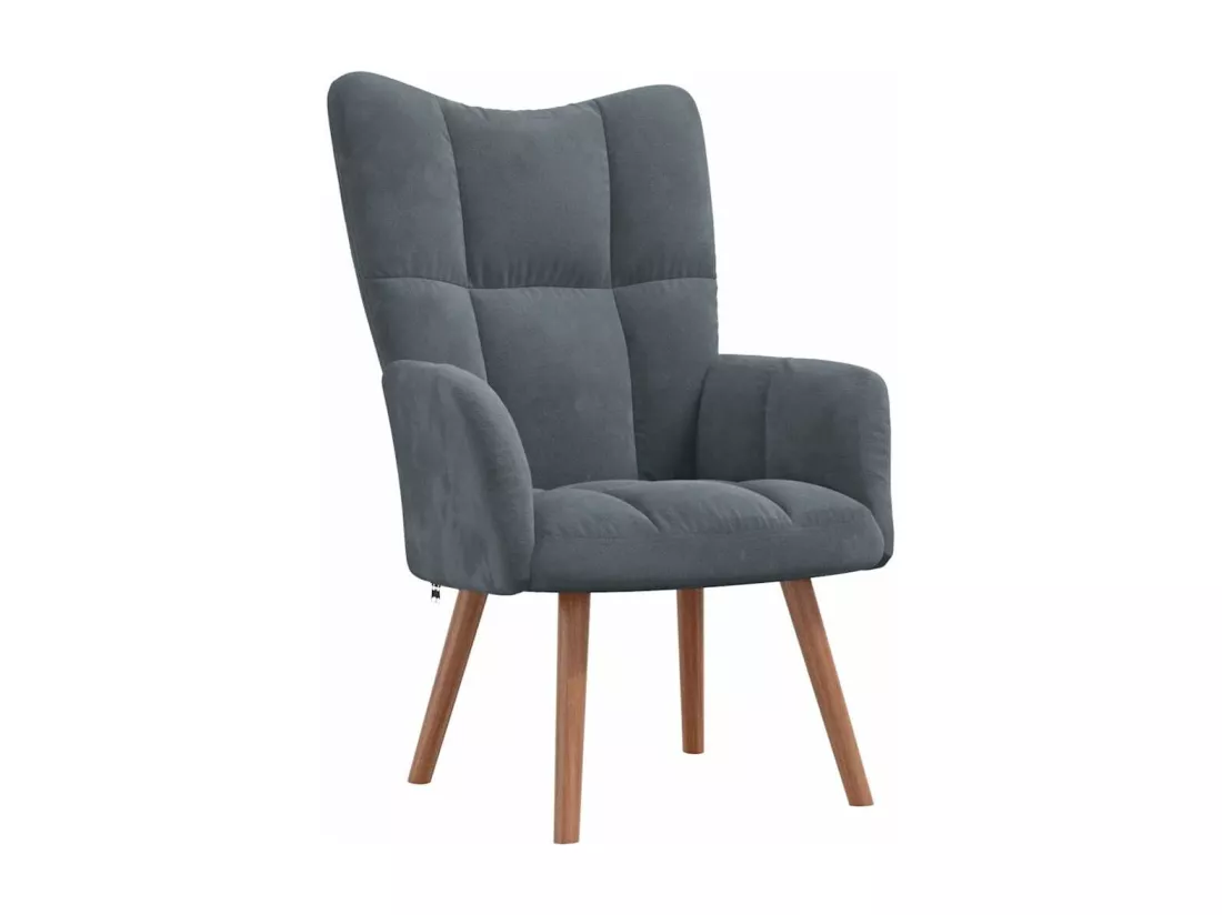 Chaise de relaxation avec repose-pied Gris foncé Velours