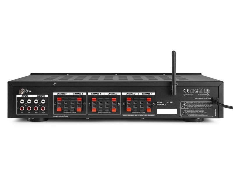 Power Dynamics Verstärker Pro PV260BT 6 Kanal-Verstärker mit Bluetooth, SD, USB und FM Radio