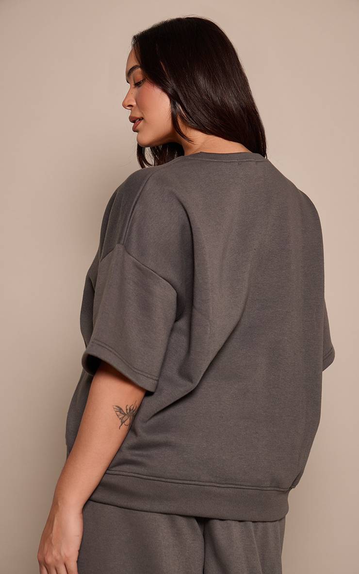 Charbon T-shirt Sweat Grande Taille Épaules Tombantes Oversize