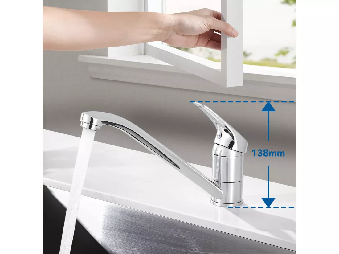 Auralum MAX Mitigeur d'Evier, Robinet de Cuisine Orientable à 360°, Les Conduites d'eau Chaude et Froide et Les Accessoires Complets,en Laiton,Chromé