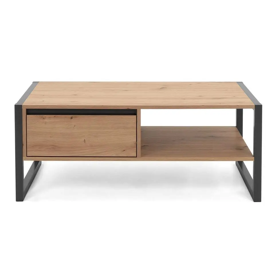 CALICOSY - Salontafel DENVER - Handgemaakt eiken / grijs - 40x100x55 cm