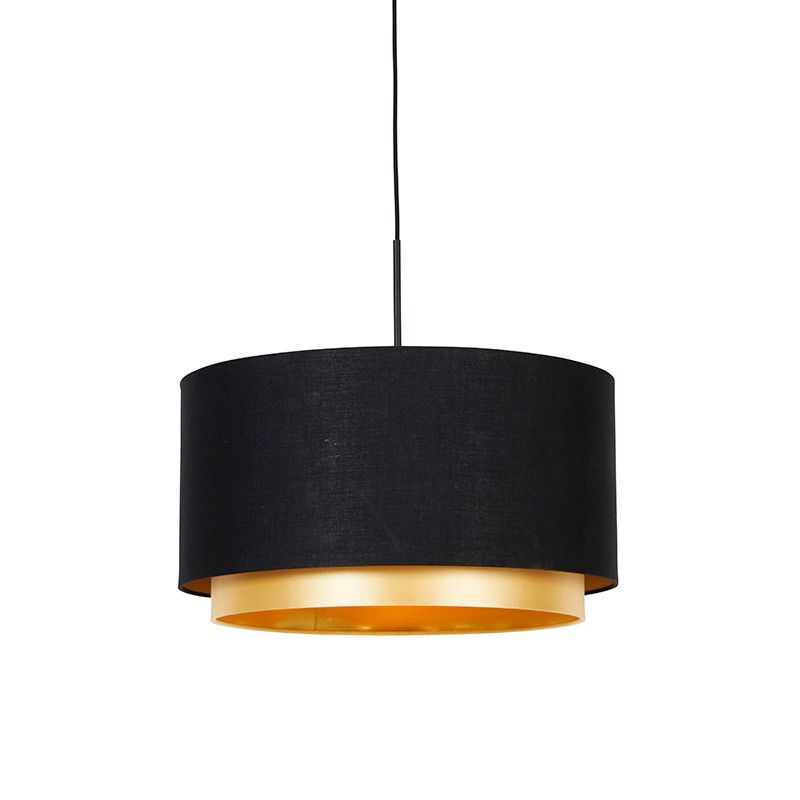 Moderne hanglamp zwart met goud 47 cm duo kap - Combi