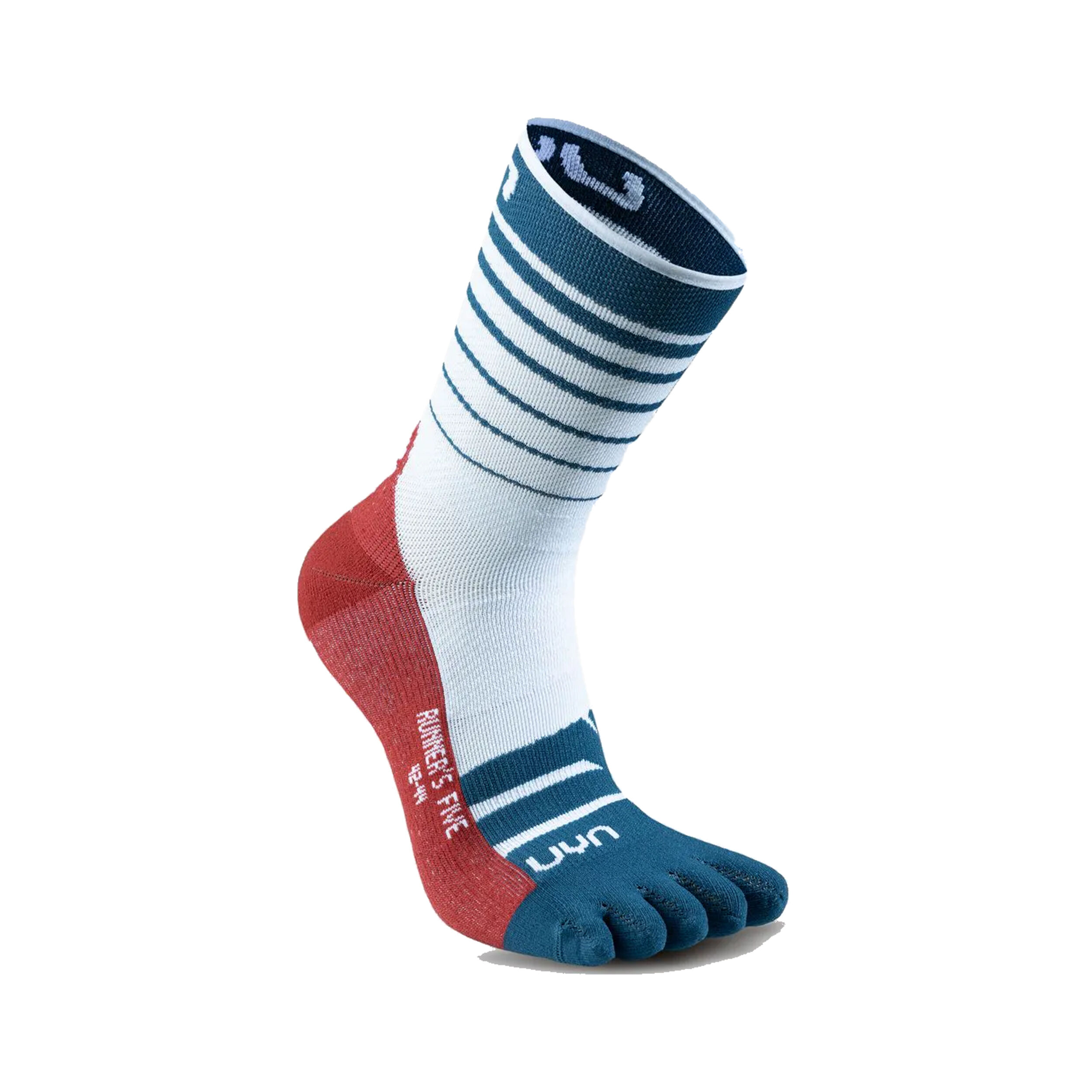 UYN Runner's Five Chaussettes De Running Hommes - Blanc , Bleu
