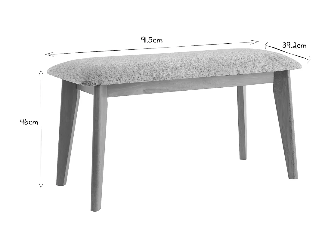 Banc scandinave en tissu gris clair et bois clair L92 cm ELION
