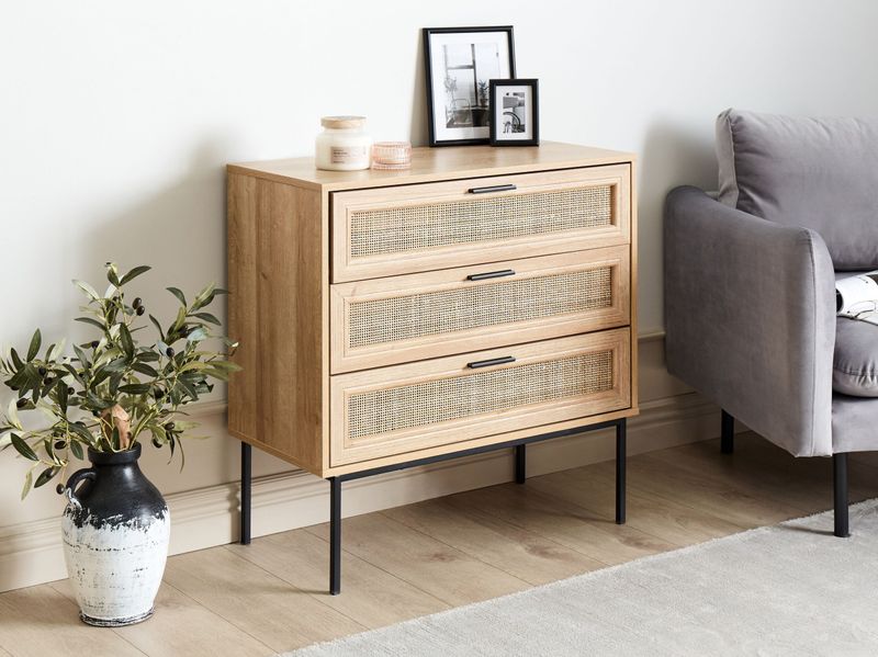 BELIANI PASCO - Dressoir - Lichte Houtkleur - 3-lades - Rotan