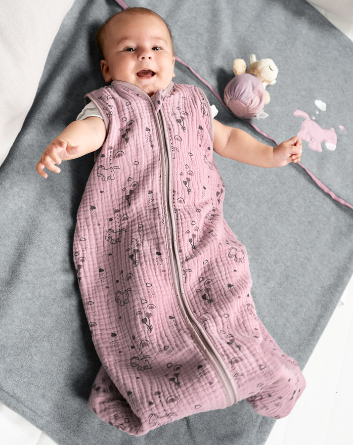 Sommer-Schlafsack MUSSELIN – PFERD PAULINE in lila
