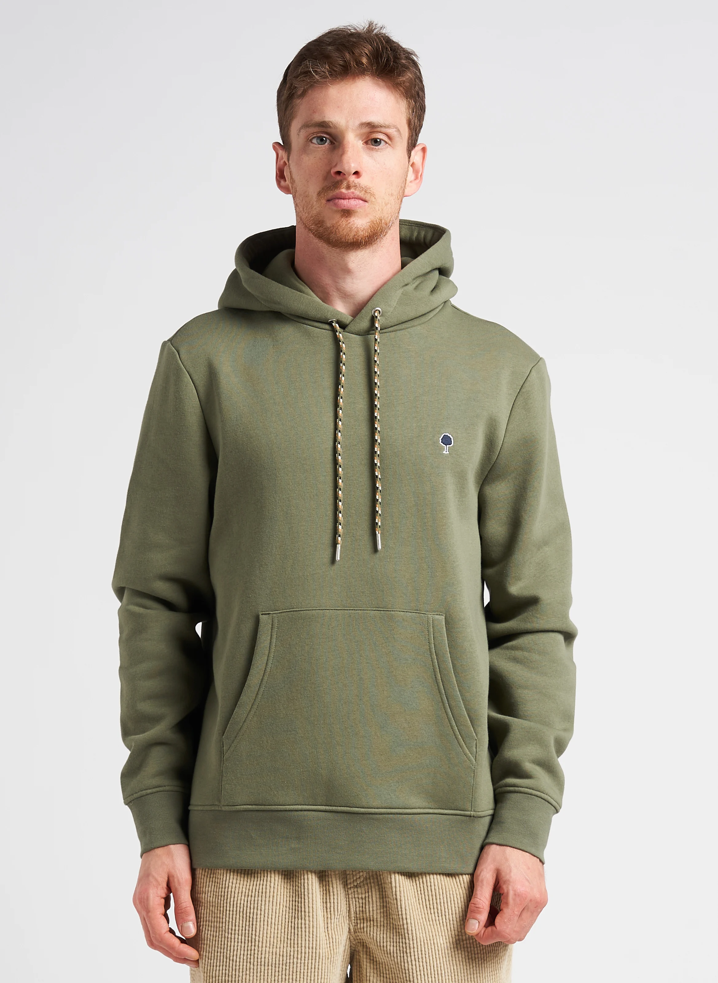 DIRAC - Sweat à capuche regular-fit brodé en coton mélangé| Kaki