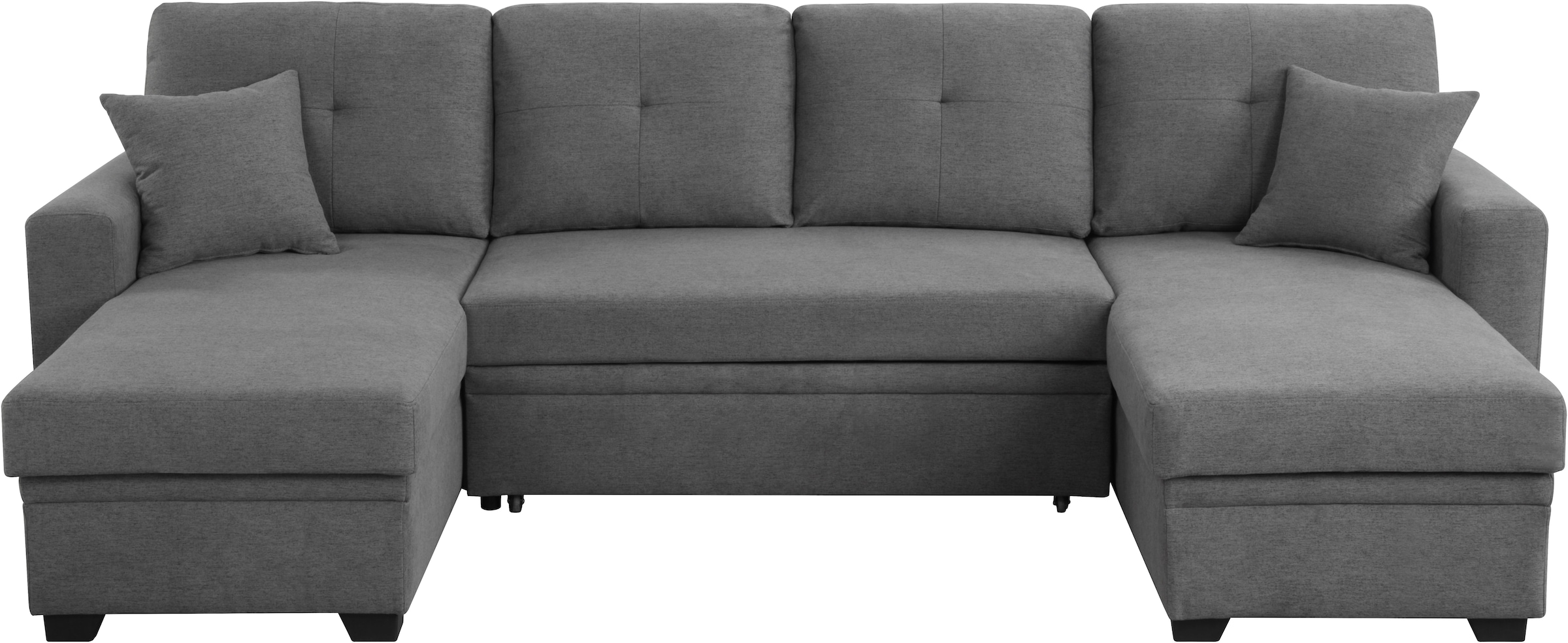 ATLANTIC home collection Wohnlandschaft »Gerrit U-Form, Br. 282 cm« mit Bettfunktion, 2 Bettkästen & 2 Zierkissen