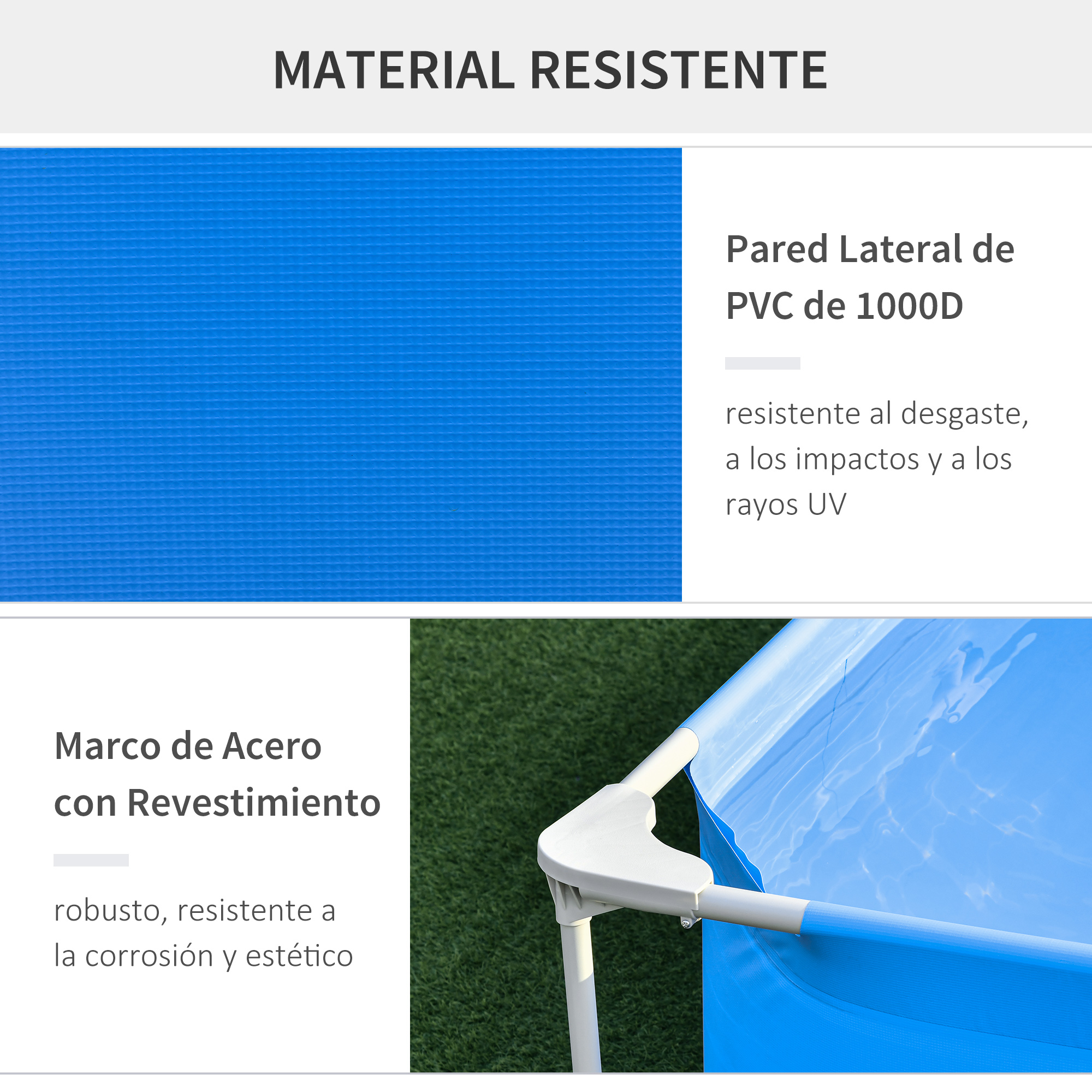 Piscina tubular Outsunny de 252x152x65 cm com bomba de filtro de cartucho de 1200L/H, piscina retangular para exterior para adultos e crianças, 2163L, azul.