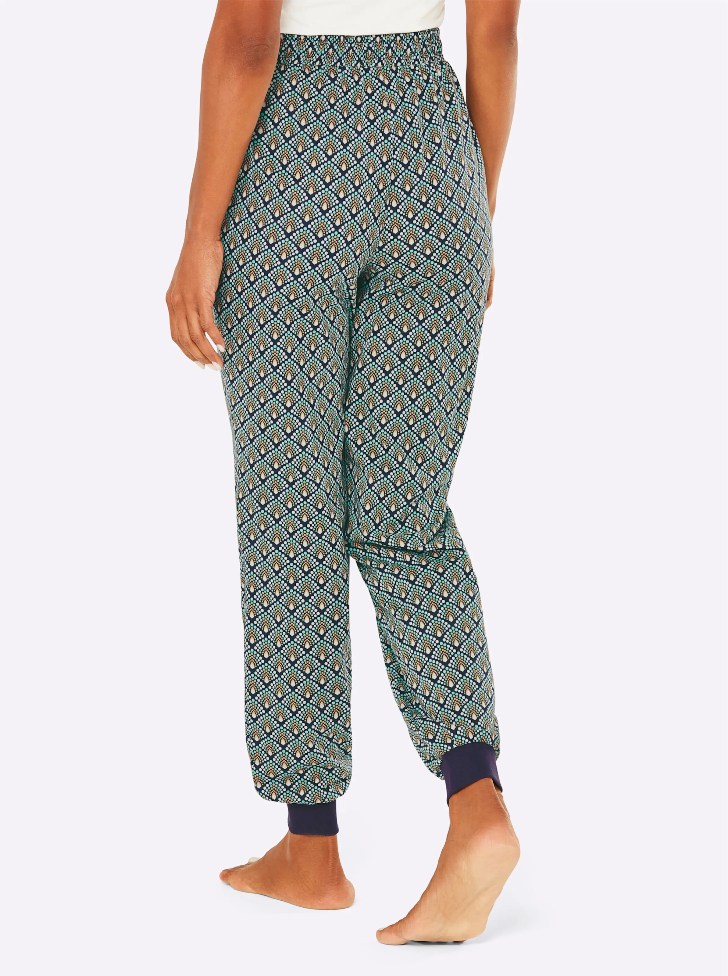wäschepur Schlafanzug-Hose in marine-blaugrün-bedruckt