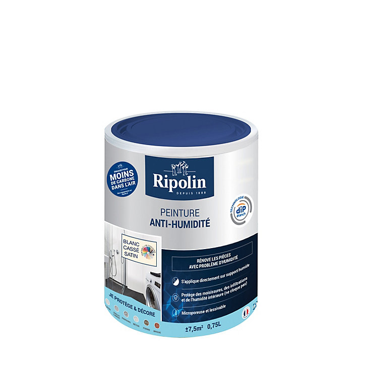 Peinture anti-humidité intérieur satin blanc cassé Ripolin 0,75L