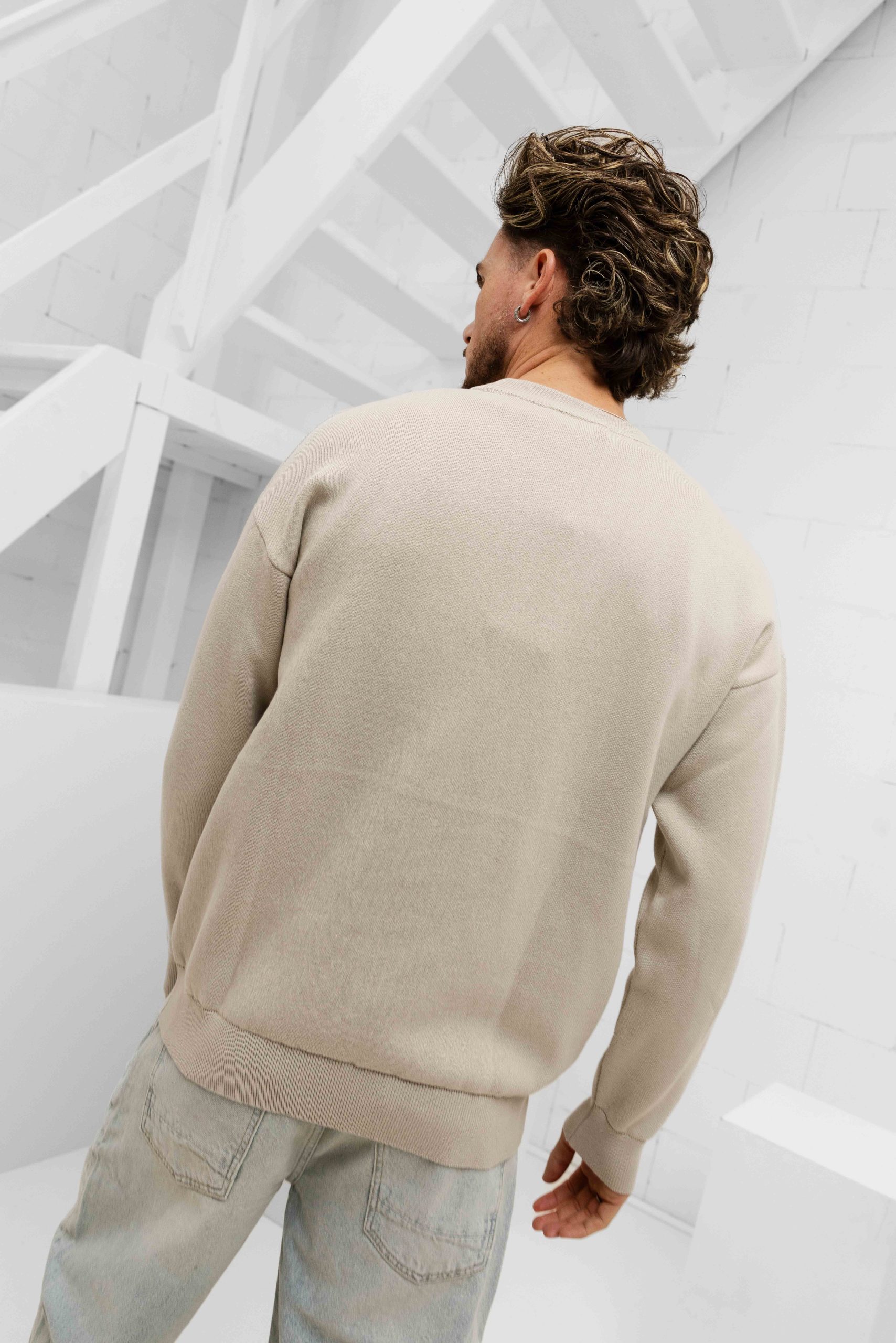 Malelions Oversized Emblem Knitted Sweater Heren Beige