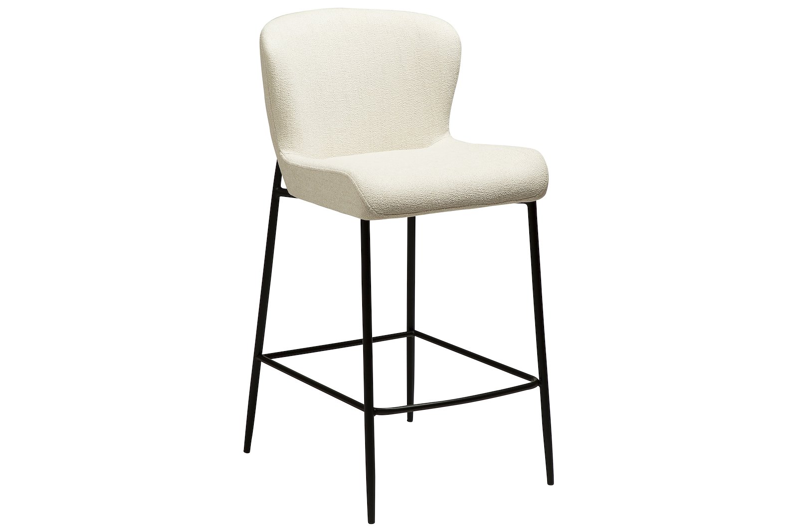 Glam counterstol Til kjøkkenøy eller lave barbord. Tekstil Bouclé Simply Beige med sorte ben