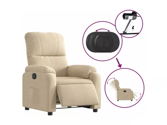 Fauteuil inclinable électrique crème tissu microfibre