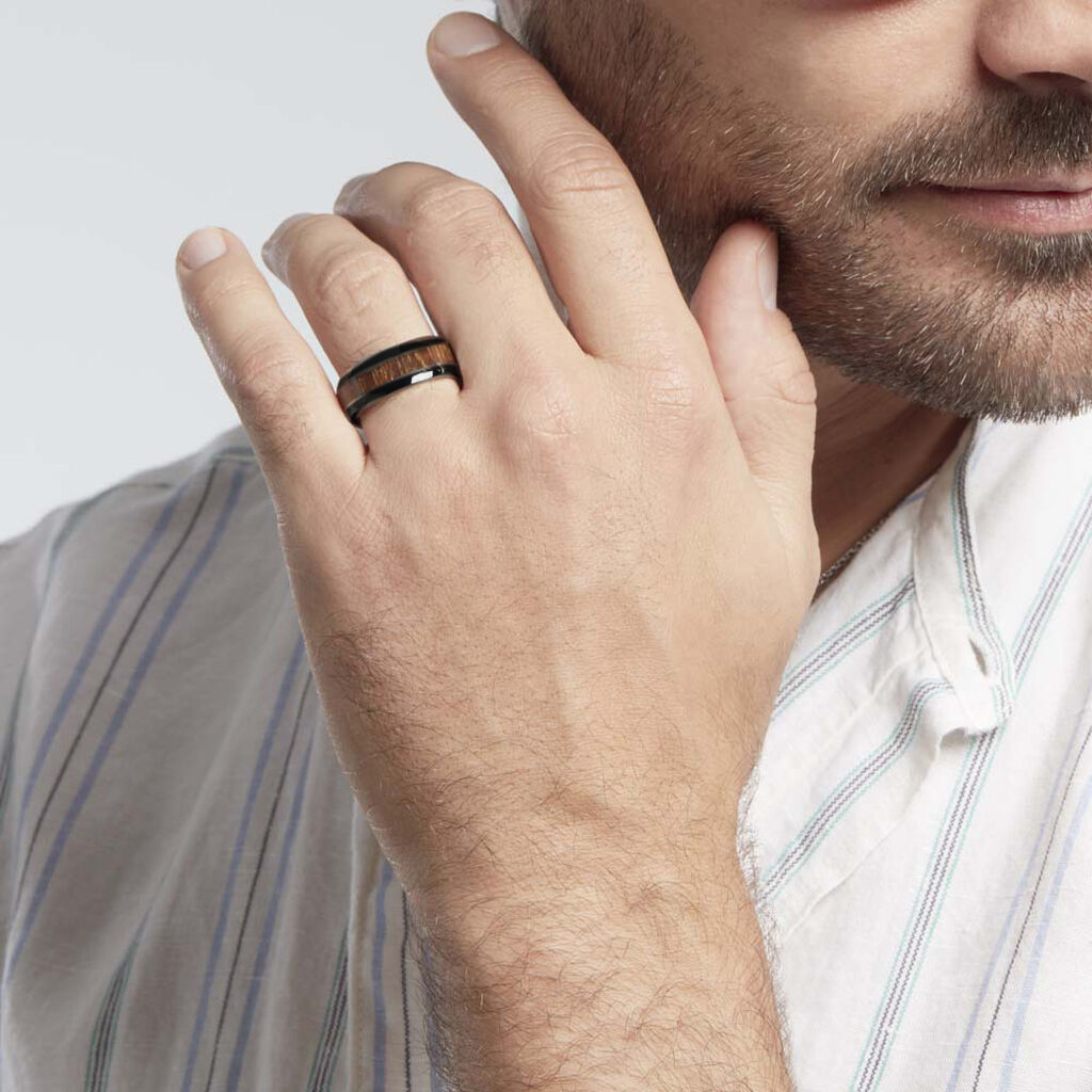 Bague Acier Noir Isidorius Oxyde De Zirconium Noir