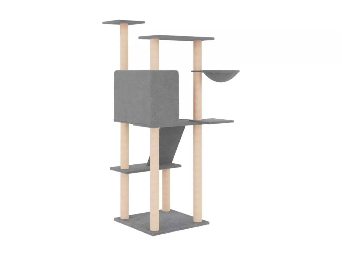 Arbre à chat avec griffoirs en sisal gris clair 143 cm