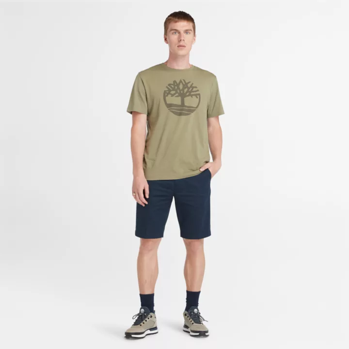 Short chino en sergé extensible pour homme en bleu marine