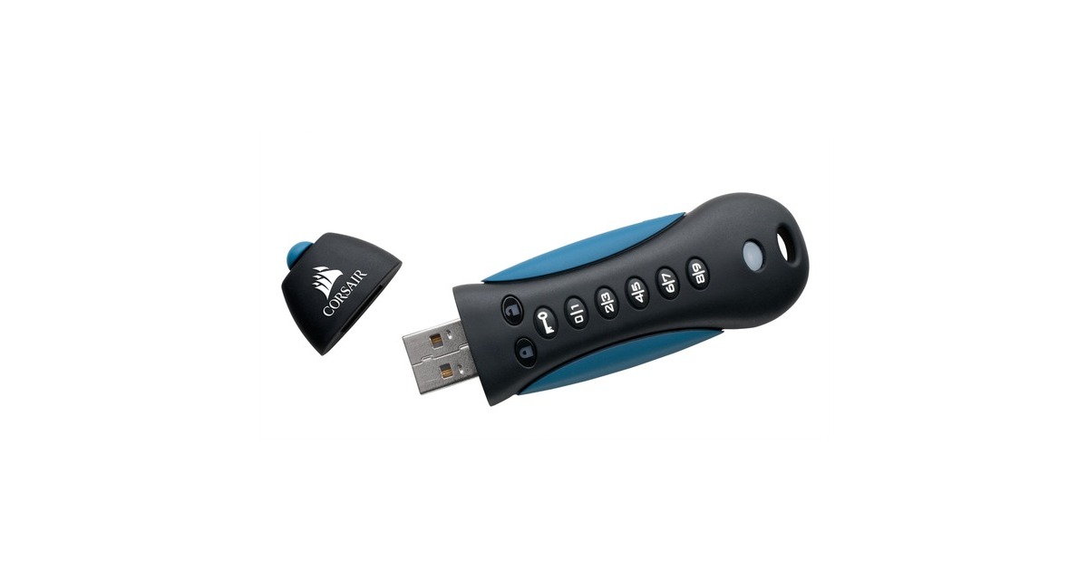 CorsairFlash Padlock 3 128GB Secure USB 3.0 Flash Drive usb-stick  (Zwart/blauw, CMFPLA3B-128GB)