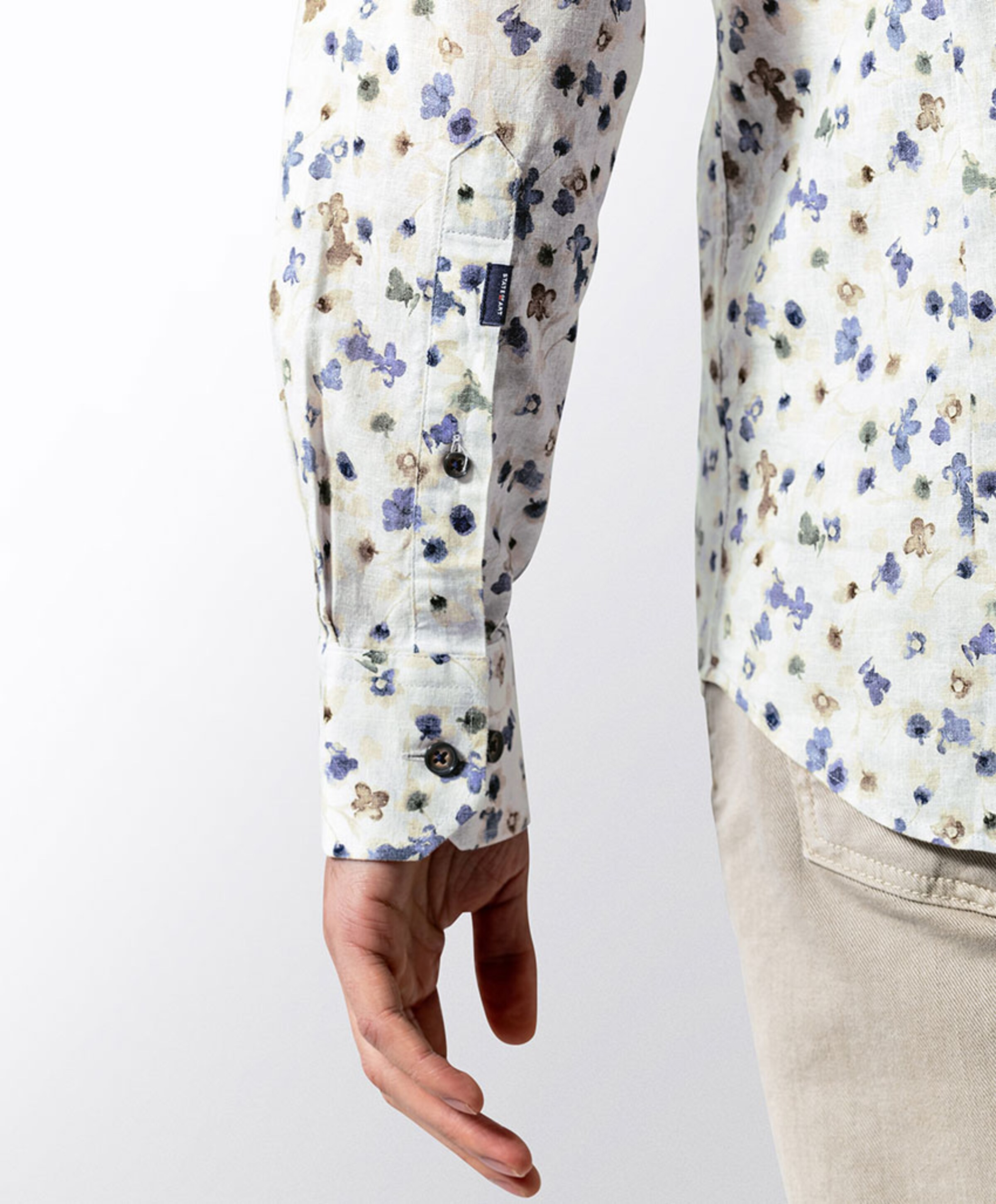 State of Art Heren overhemd lange mouw blauw