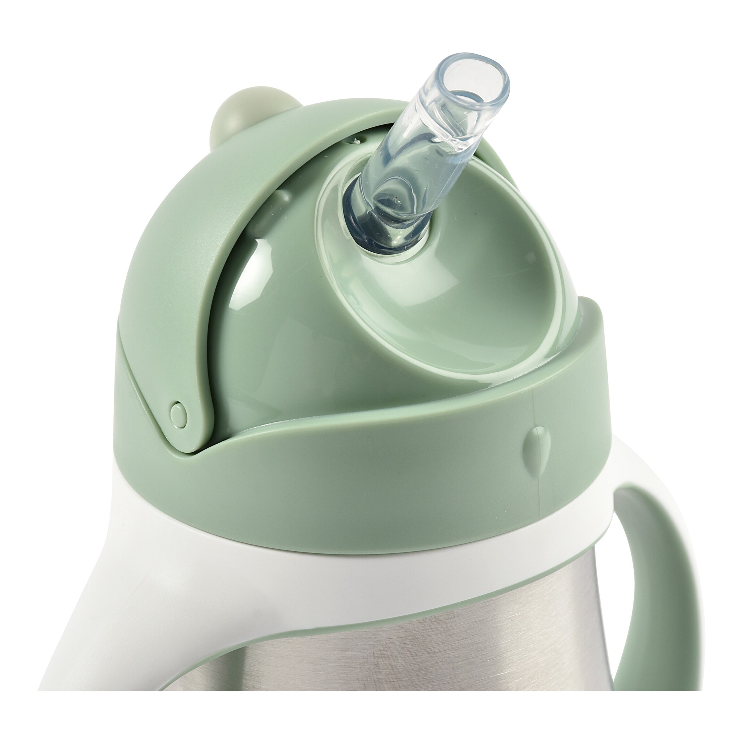 Beaba Trinklernbecher mit Griffen und Strohalm aus Edelstahl 250 ml grün