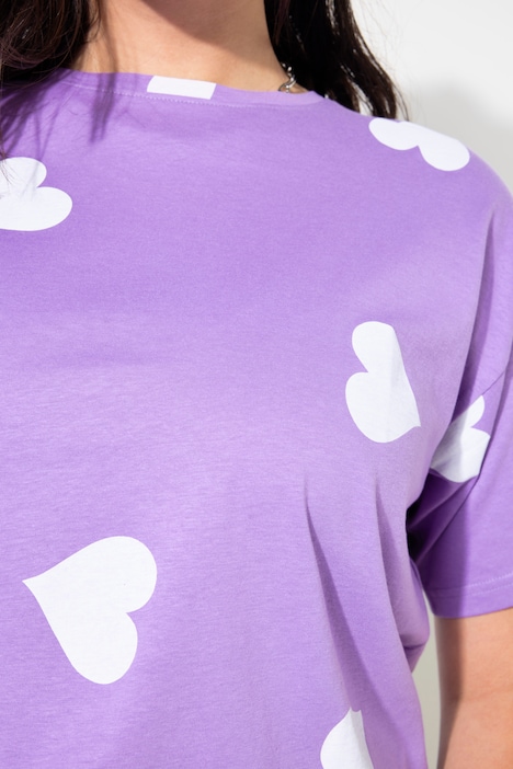 T-Shirt, oversized, Hearts-Print
