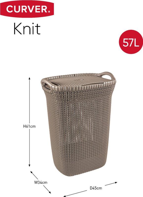 Curver Knit Wasmand met deksel 57L Bruin