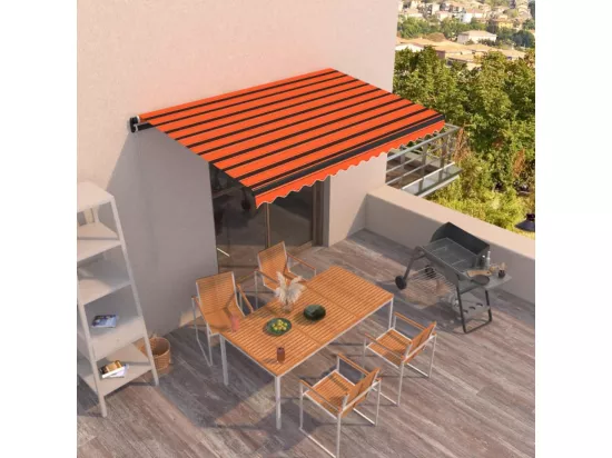 Auvent manuel rétractable 400x350 cm Orange et marron