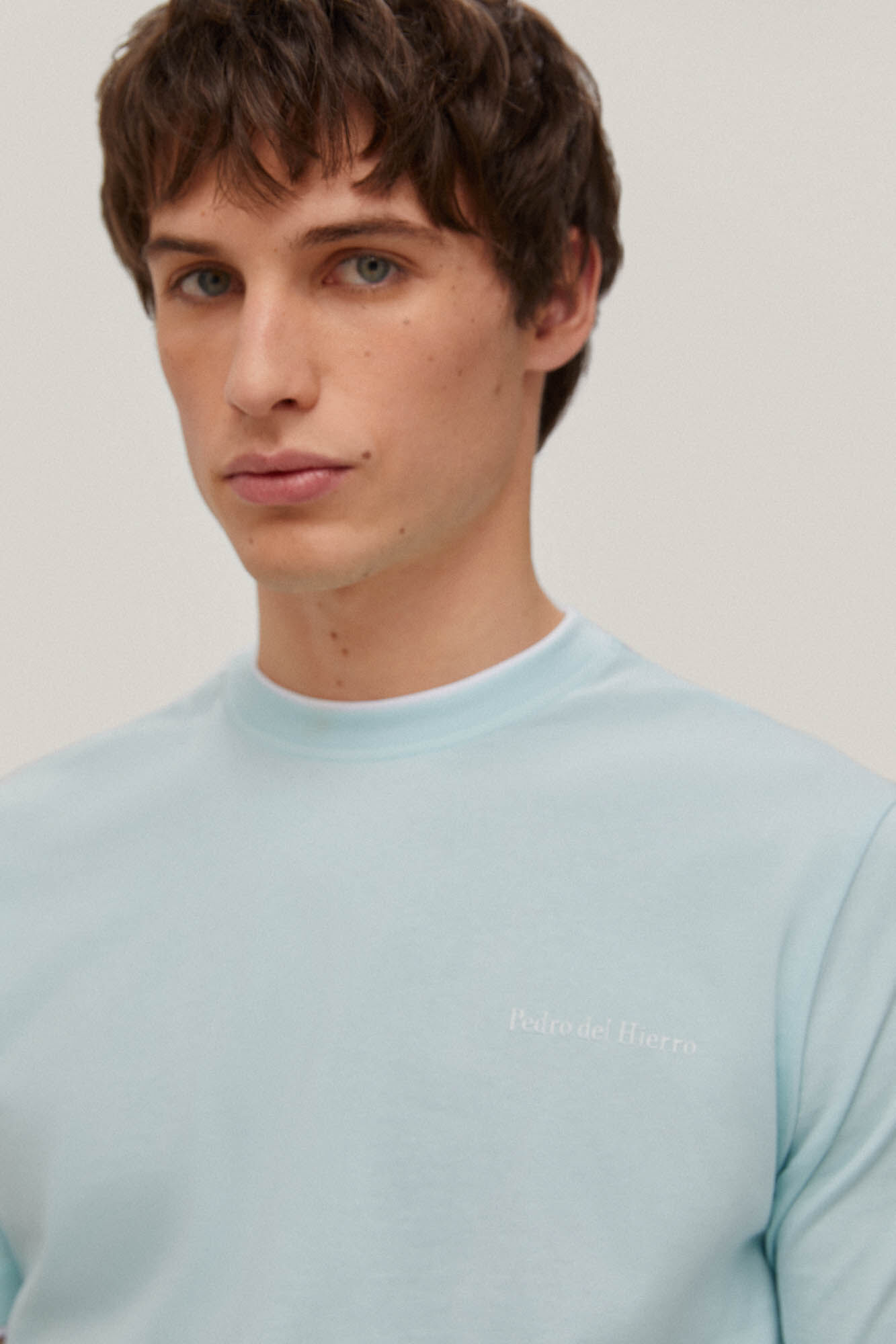 Camiseta de gola dupla - Turquesa