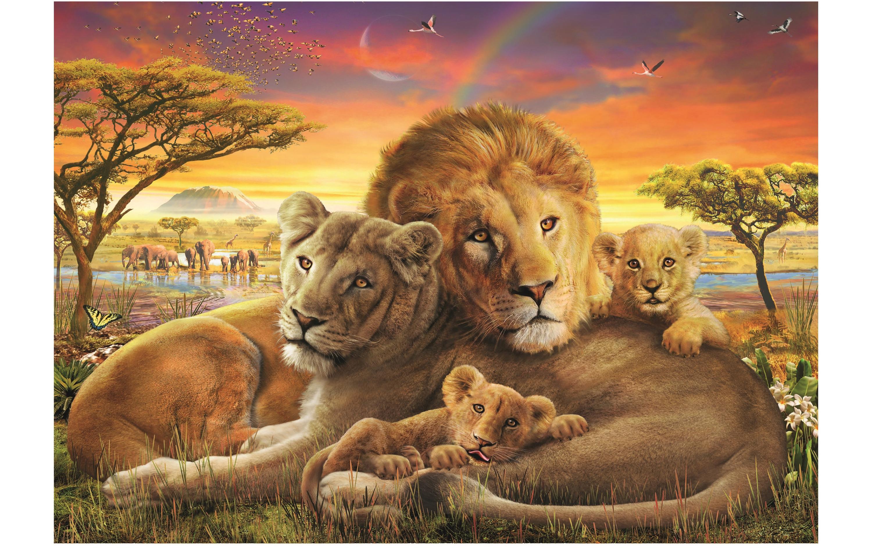 Puzzle Kuschelnde Löwenfamilie1000 Teile – Erwachsenenpuzzle