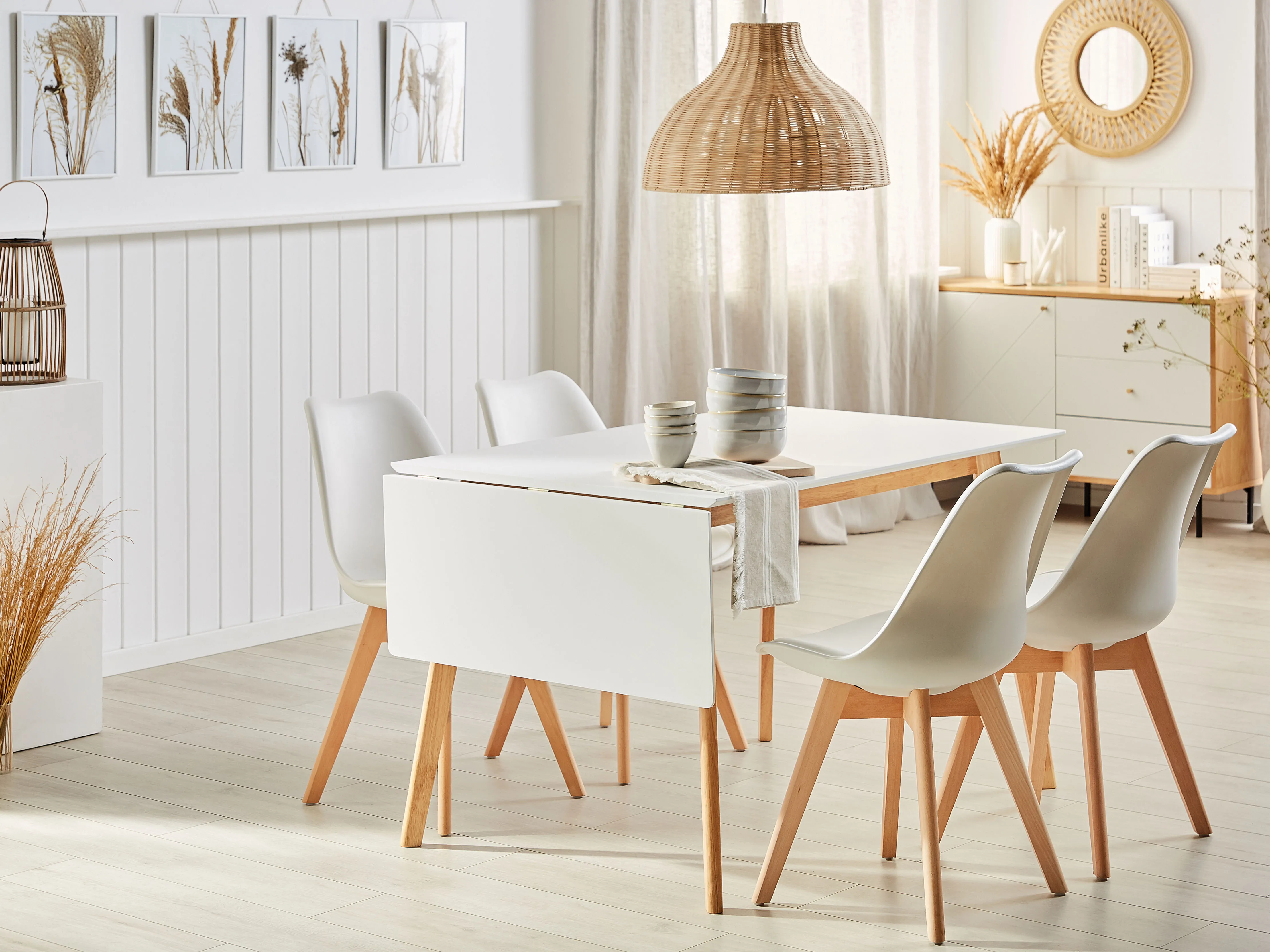 Eettafel uitschuifbaar MEDIO Wit 80 cm 120/155 cm